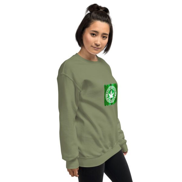unisex crew neck sweatshirt military green right front 65c4a10347411