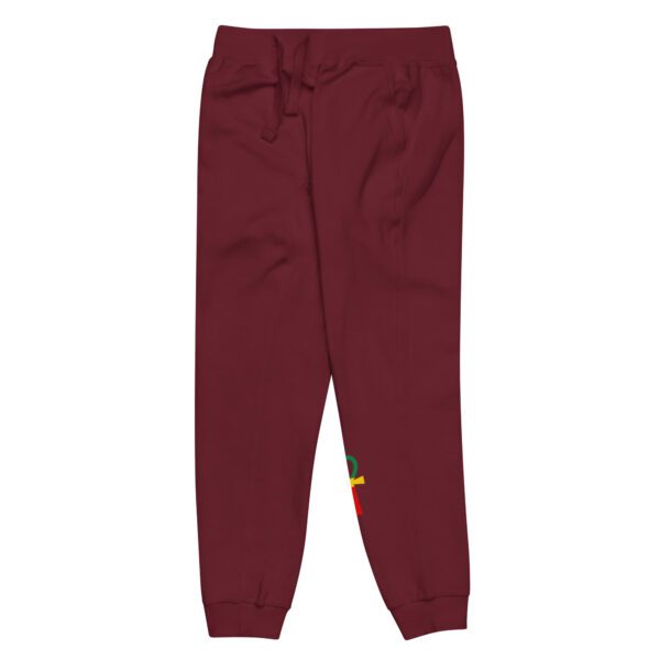 unisex fleece sweatpants maroon front left 65d98c3837c1d