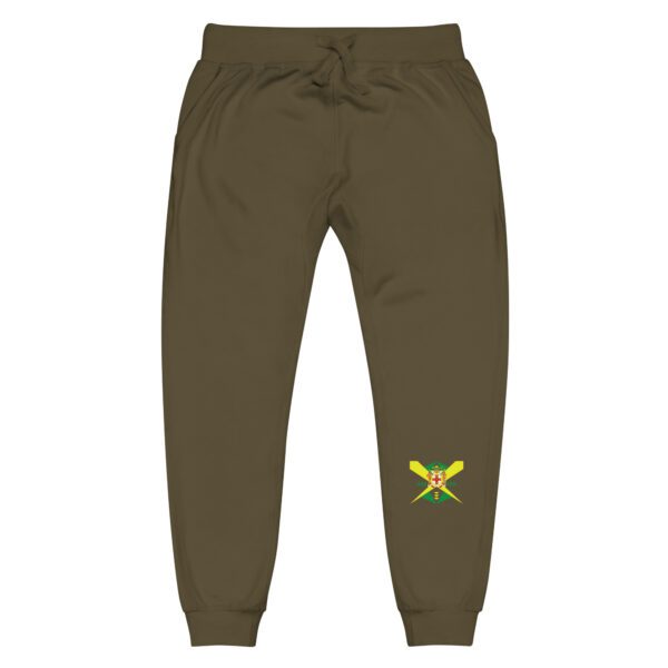 unisex fleece sweatpants military green front 65d9ec35475b0