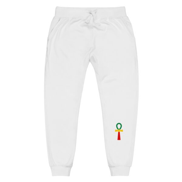 unisex fleece sweatpants white front 65d98c383c74c