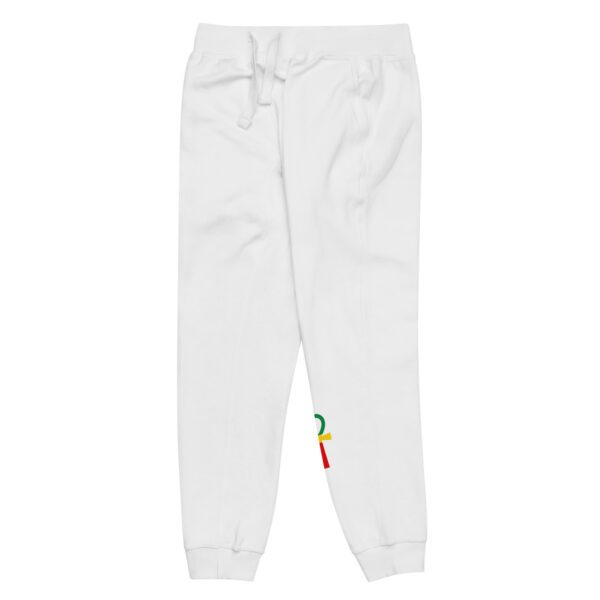 unisex fleece sweatpants white front left 65d98c383d1a4