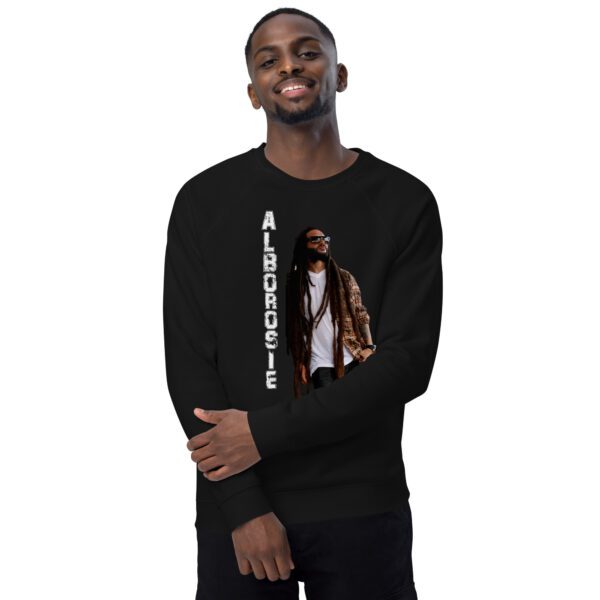 unisex organic raglan sweatshirt black front 2 65d9ff1c11be1