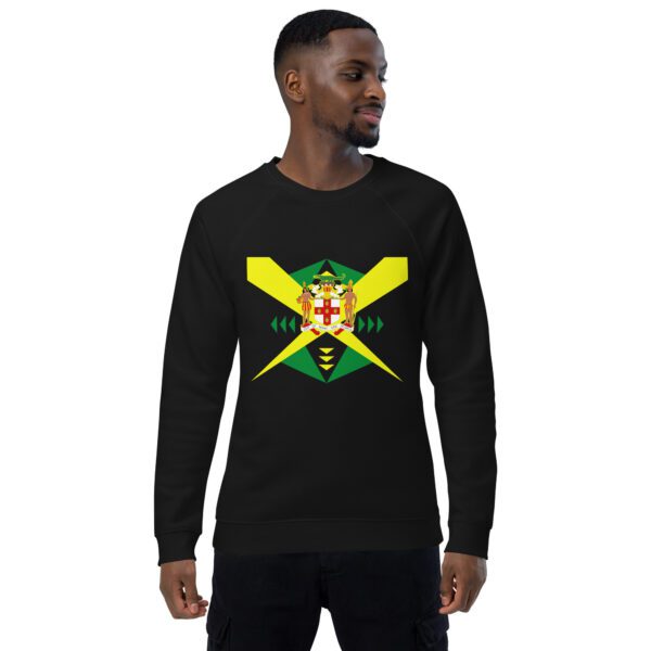 unisex organic raglan sweatshirt black front 65d9e7def3c09