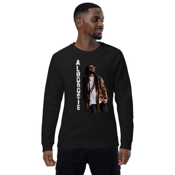 unisex organic raglan sweatshirt black front 65d9ff1c1089a