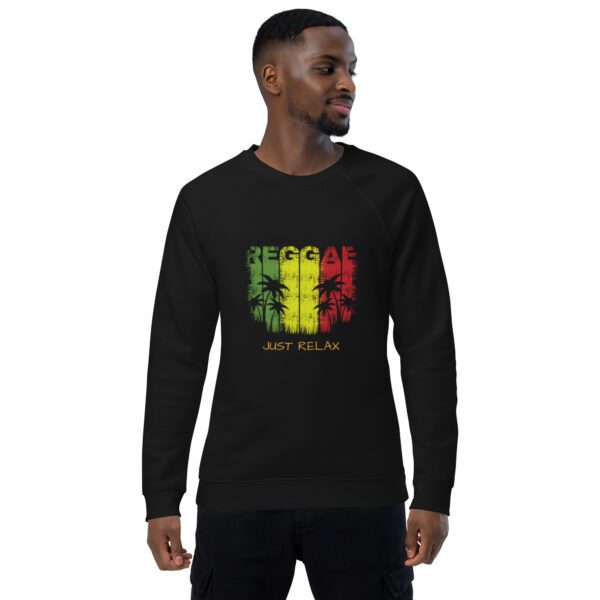 unisex organic raglan sweatshirt black front 65db169f4934e