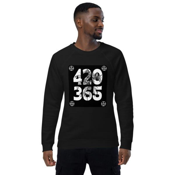 unisex organic raglan sweatshirt black front 65df8a2fa6574