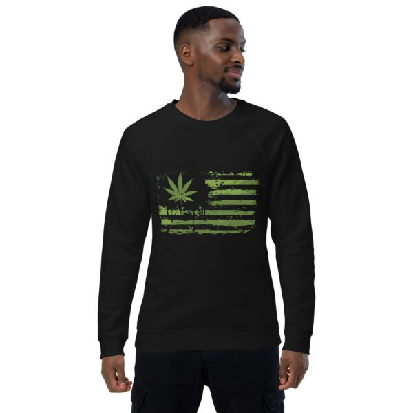 unisex organic raglan sweatshirt black front 65e03b4d94ce8