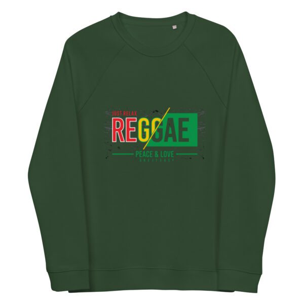unisex organic raglan sweatshirt bottle green front 65d9a550cf701
