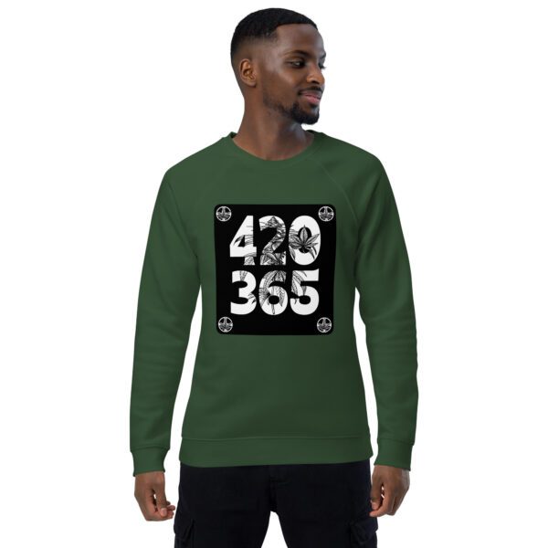 unisex organic raglan sweatshirt bottle green front 65df8a2fa6f4b