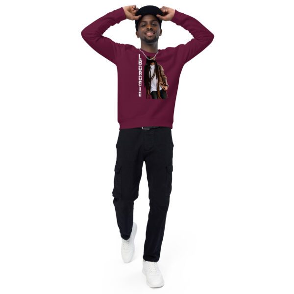 unisex organic raglan sweatshirt burgundy front 3 65d9ff1c12689