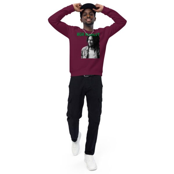 unisex organic raglan sweatshirt burgundy front 3 65da12a0d9852