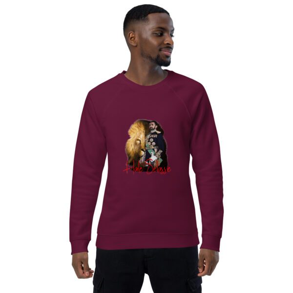 unisex organic raglan sweatshirt burgundy front 65d758e004d81