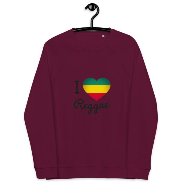 unisex organic raglan sweatshirt burgundy front 65d98996404ed