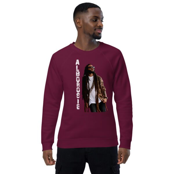 unisex organic raglan sweatshirt burgundy front 65d9ff1c11f5e