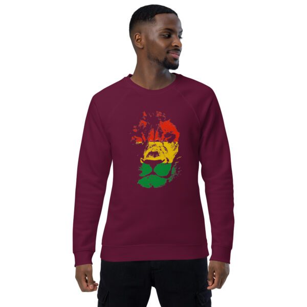 unisex organic raglan sweatshirt burgundy front 65dae6eb629c9