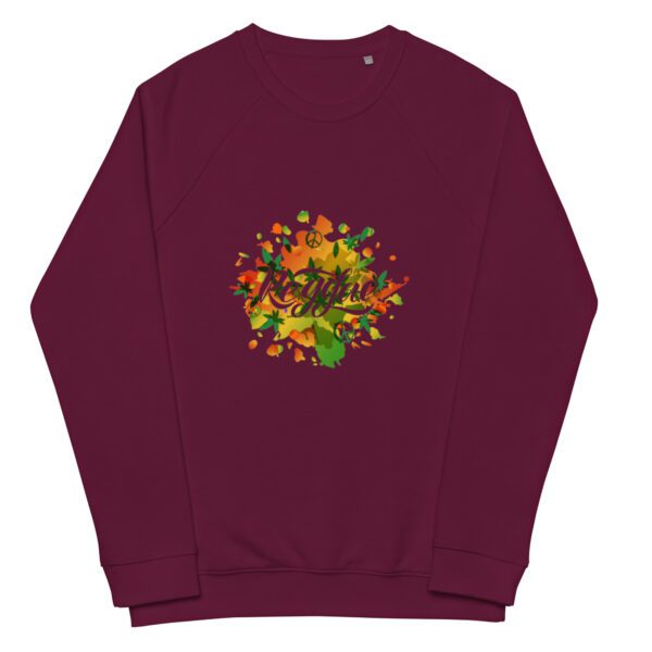 unisex organic raglan sweatshirt burgundy front 65db0a9f909d6