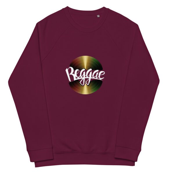 unisex organic raglan sweatshirt burgundy front 65db20932237a