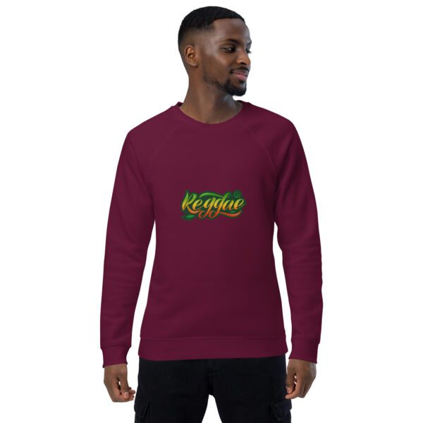 unisex organic raglan sweatshirt burgundy front 65db2a9609320