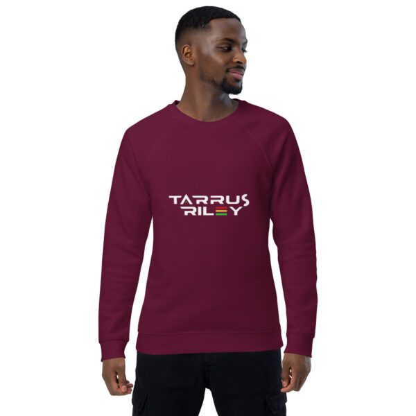 unisex organic raglan sweatshirt burgundy front 65ddfb1b8240c