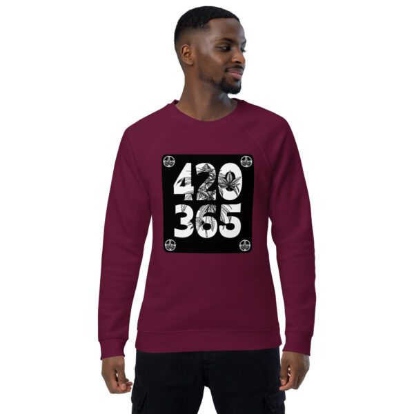 unisex organic raglan sweatshirt burgundy front 65df8a2fa674b