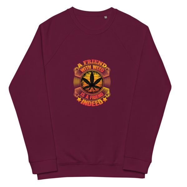 unisex organic raglan sweatshirt burgundy front 65df9a060f5f6