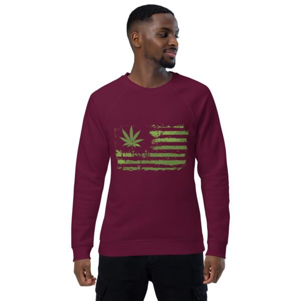 unisex organic raglan sweatshirt burgundy front 65e03b4d969c7