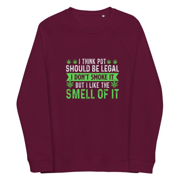 unisex organic raglan sweatshirt burgundy front 65e0f52b1f385