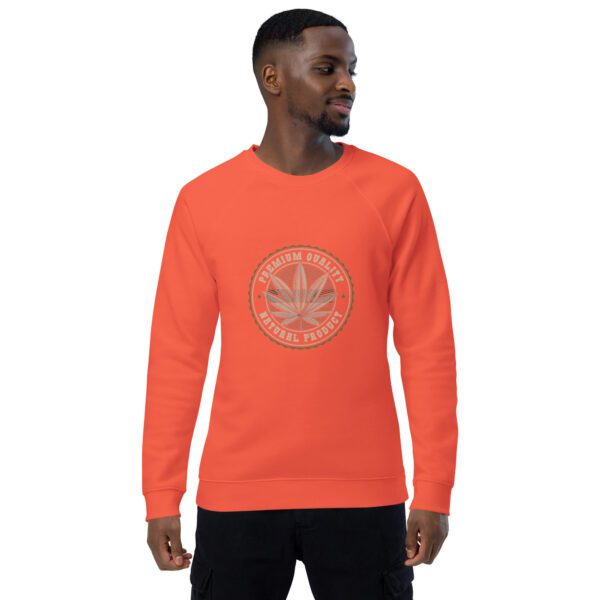 unisex organic raglan sweatshirt burnt orange front 65daff6fded94