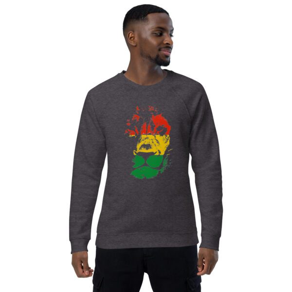 unisex organic raglan sweatshirt charcoal melange front 65dae6eb62c6f