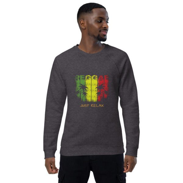 unisex organic raglan sweatshirt charcoal melange front 65db169f4ab64