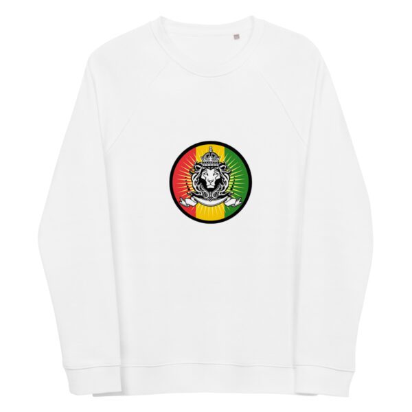 unisex organic raglan sweatshirt white front 65d9b82bed494