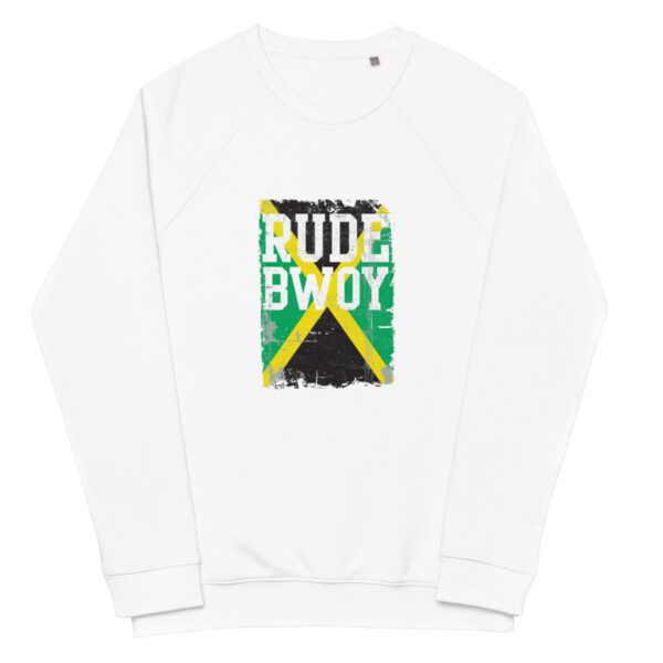 unisex organic raglan sweatshirt white front 65db2e5dd869e