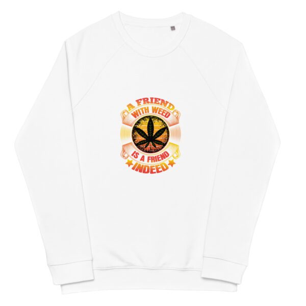 unisex organic raglan sweatshirt white front 65df9a061164a