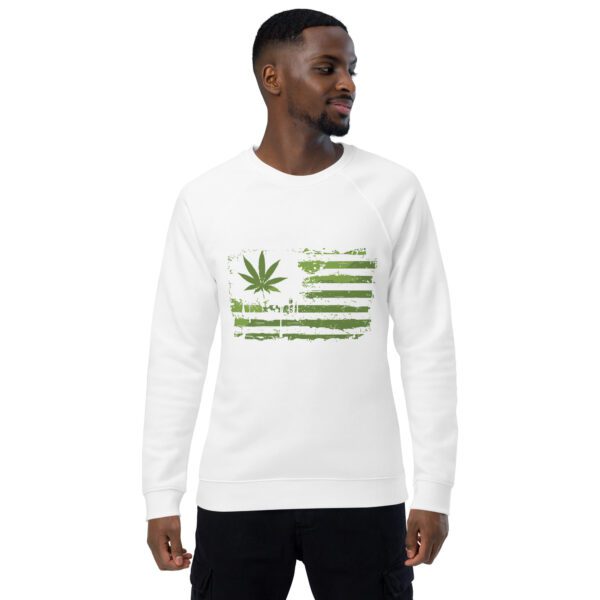 unisex organic raglan sweatshirt white front 65e03b4d97a2d