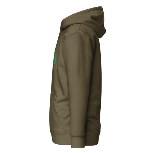 unisex premium hoodie military green left 65d9a39838f89