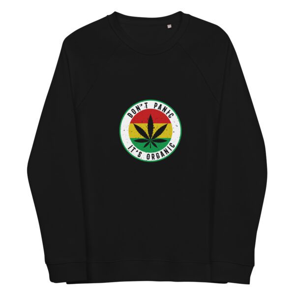 unisex organic raglan sweatshirt black front 65e435975eda1