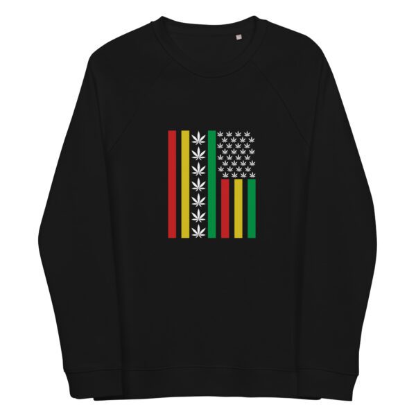 unisex organic raglan sweatshirt black front 65e44d5786b89