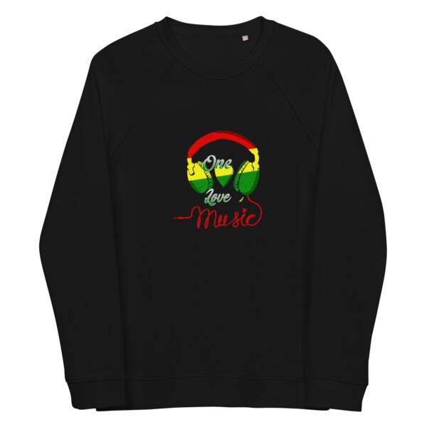 unisex organic raglan sweatshirt black front 65e461e0527e0
