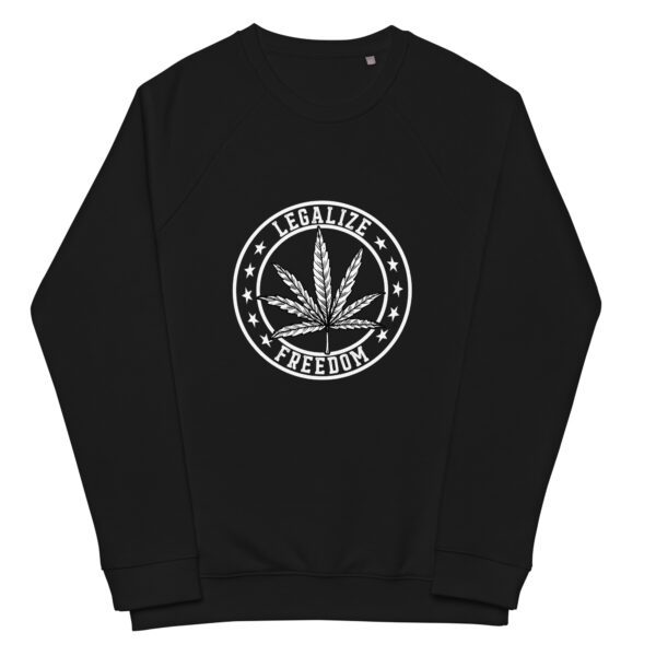 unisex organic raglan sweatshirt black front 65e472e3bdf6e