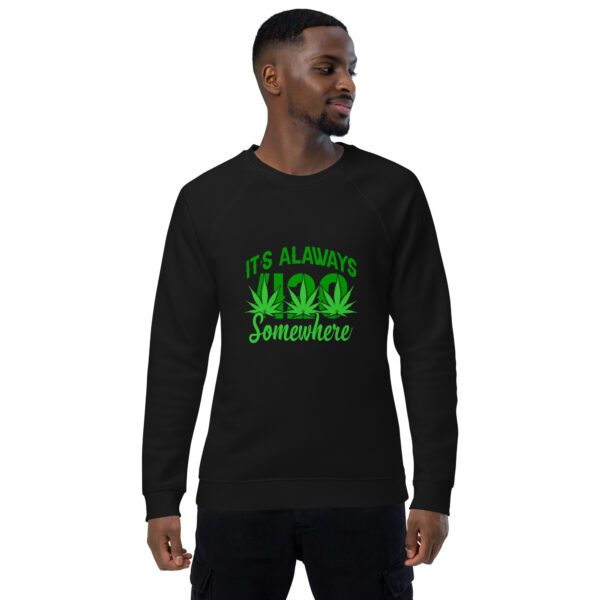 unisex organic raglan sweatshirt black front 65eed7dac85d0