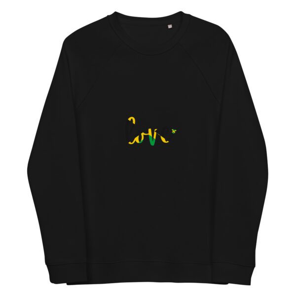 unisex organic raglan sweatshirt black front 65ef180598311