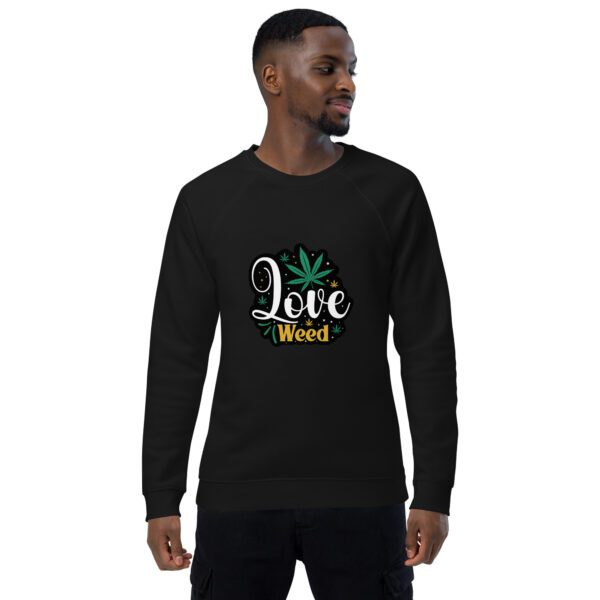 unisex organic raglan sweatshirt black front 65f044782c5bd