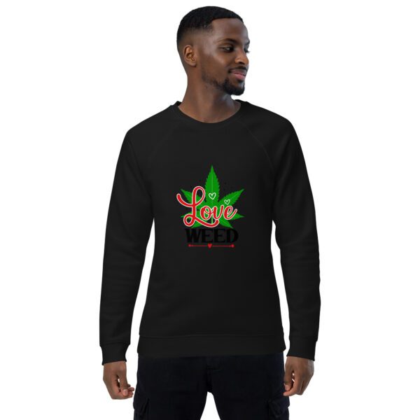 unisex organic raglan sweatshirt black front 65f0560e91616