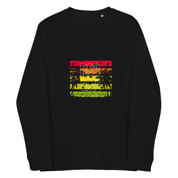 unisex organic raglan sweatshirt black front 65f4a8653c1d6