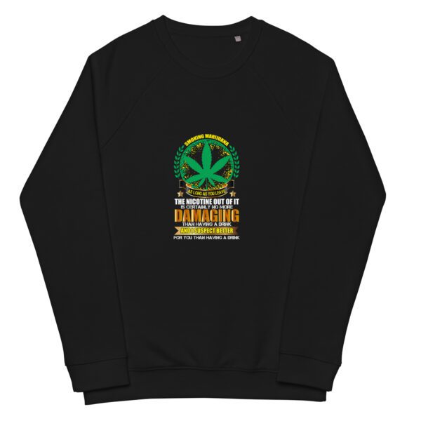 unisex organic raglan sweatshirt black front 65fc3b8c31647