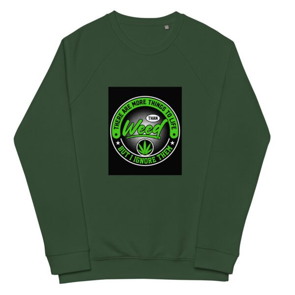 unisex organic raglan sweatshirt bottle green front 65e421667851d