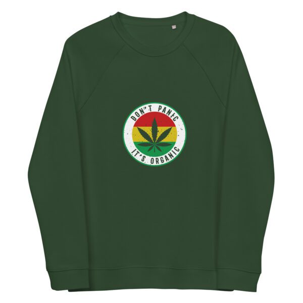 unisex organic raglan sweatshirt bottle green front 65e4359760f75