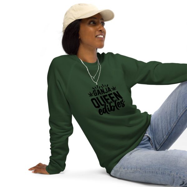 unisex organic raglan sweatshirt bottle green front 65e481e20037d