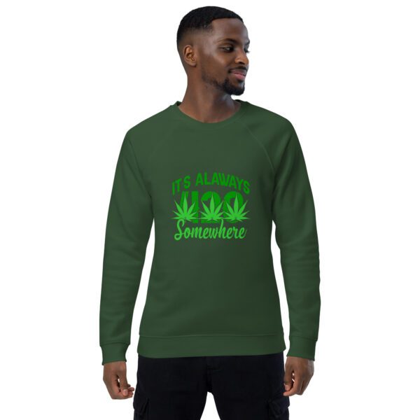 unisex organic raglan sweatshirt bottle green front 65eed7daca384