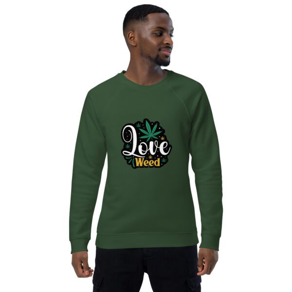 unisex organic raglan sweatshirt bottle green front 65f044782e013